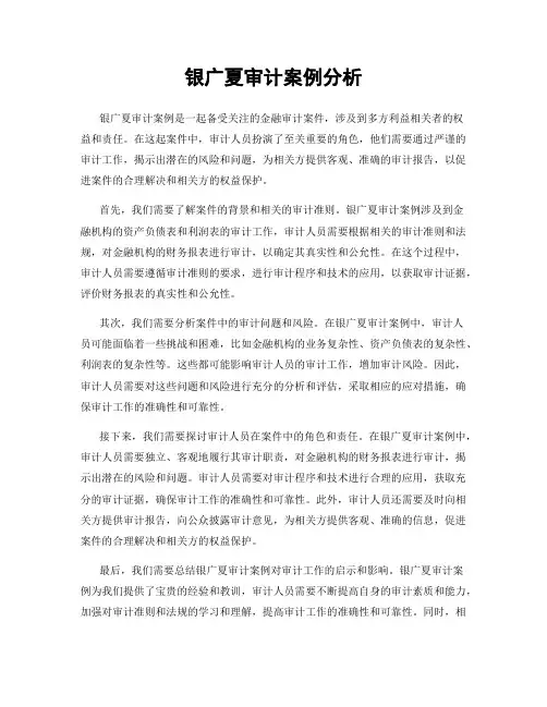 银广夏审计案例分析