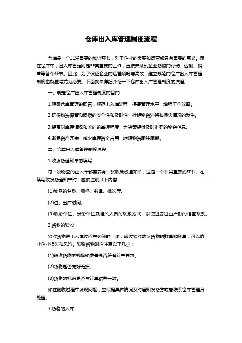 仓库出入库管理制度流程