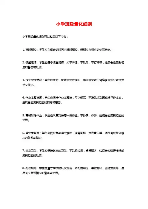 小学班级量化细则