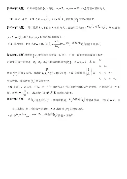 山东历届【数列】高考题精选带详解