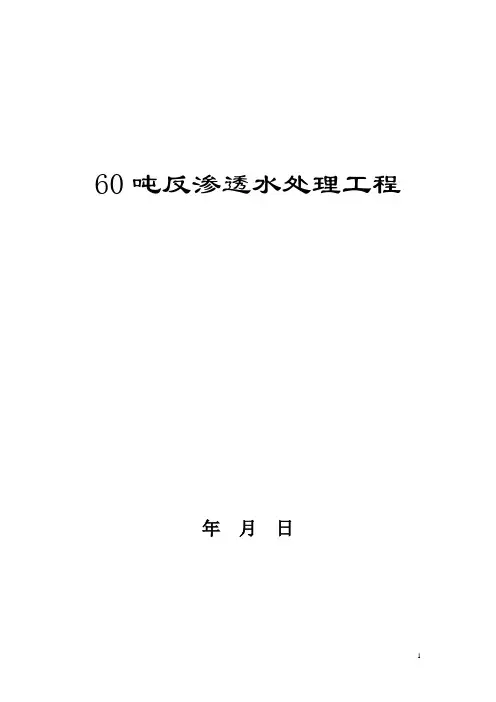 60吨反渗透处理工艺方案及报价