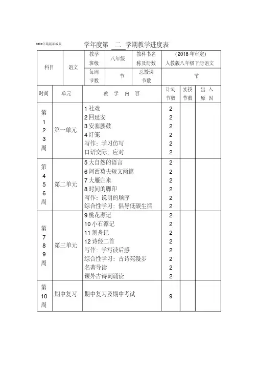 2020年新版部编版八年级下册语文教案(全册)(直接打印)