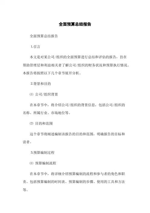 全面预算总结报告
