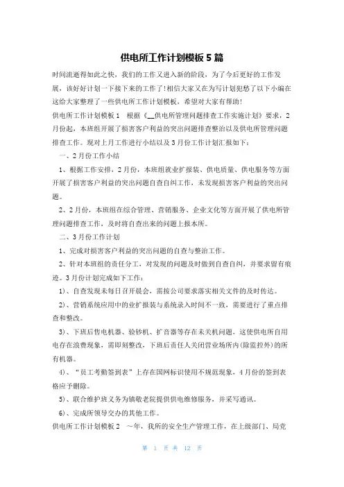 供电所工作计划模板5篇