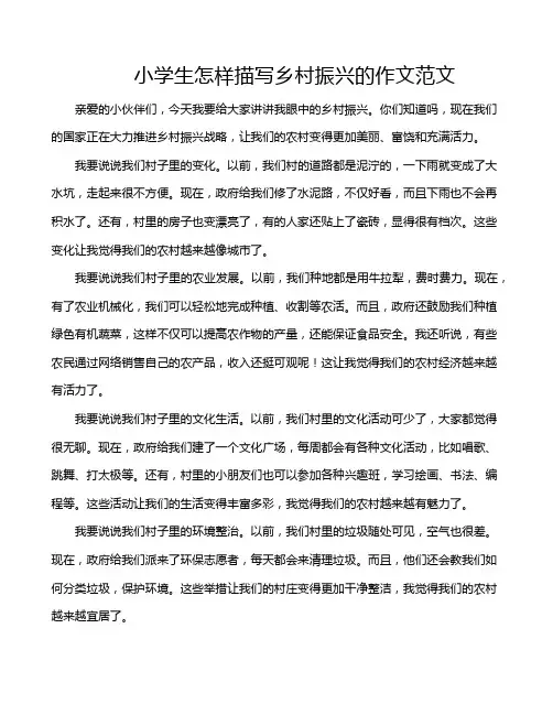 小学生怎样描写乡村振兴的作文范文