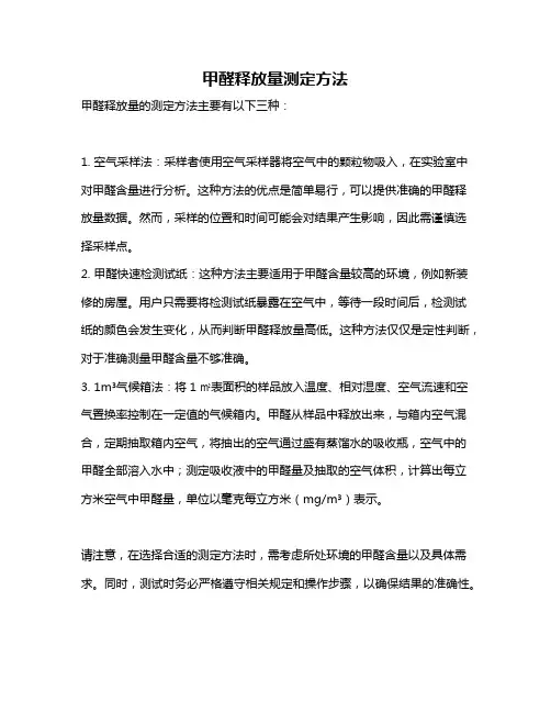 甲醛释放量测定方法