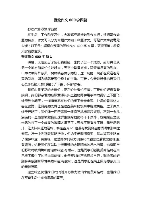 野炊作文600字四篇