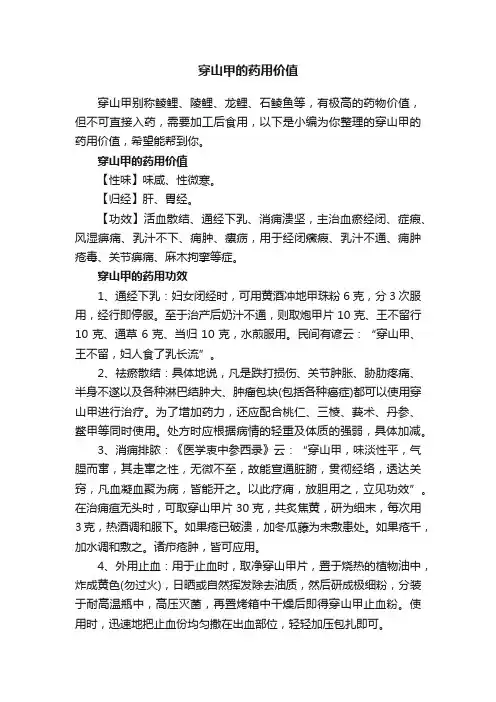 穿山甲的药用价值