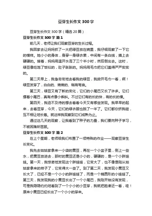豆芽生长作文300字（精选20篇）