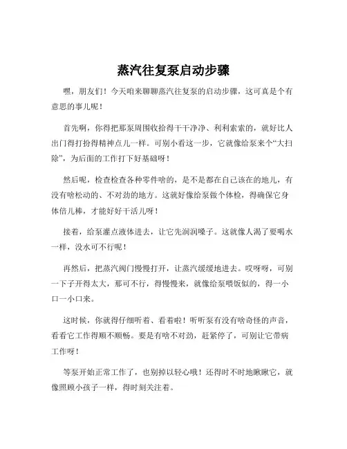 蒸汽往复泵启动步骤
