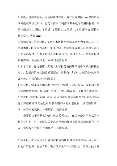 木板材料介绍