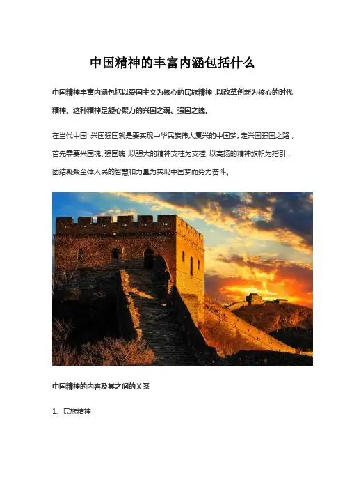 中国精神的丰富内涵包括什么