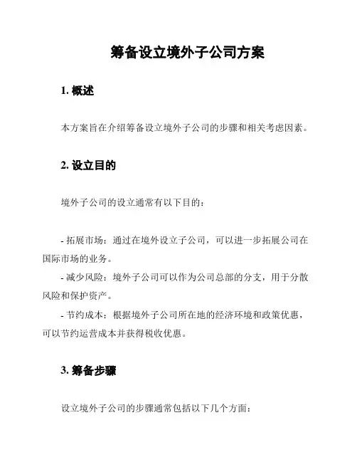 筹备设立境外子公司方案