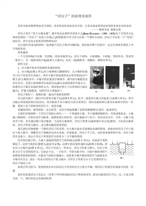 浮沉子的原理及制作(初中物理实验)