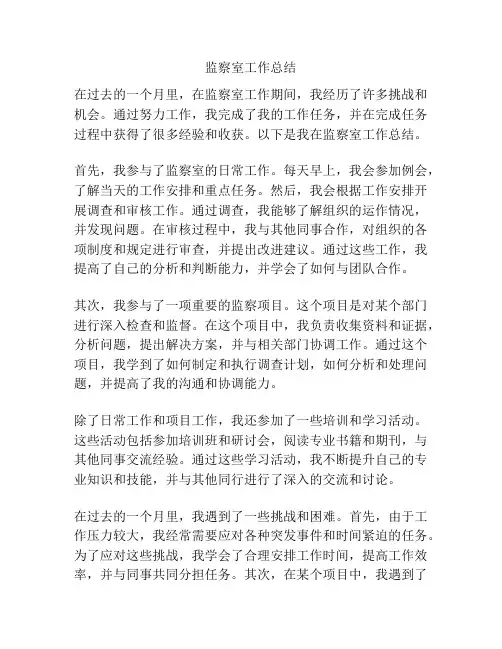 监察室工作总结
