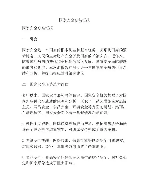 国家安全总结汇报