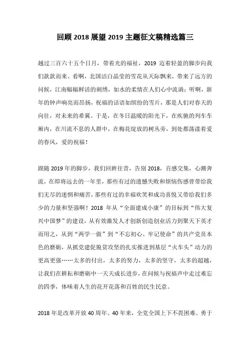 回顾2018展望2019主题征文稿精选篇三