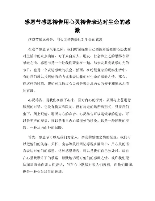 感恩节感恩祷告用心灵祷告表达对生命的感激