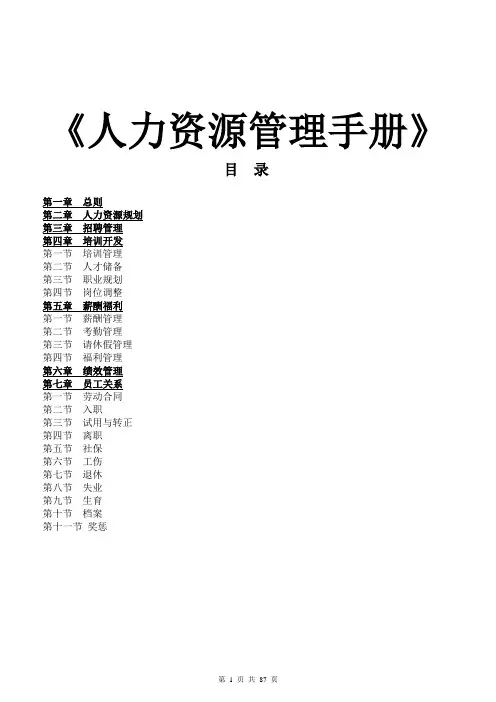 人力资源管理手册(全集)【精选文档】