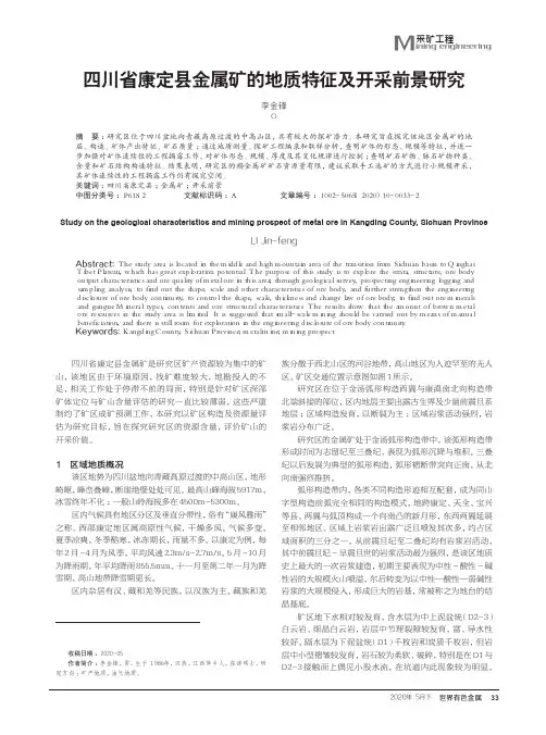 四川省康定县金属矿的地质特征及开采前景研究
