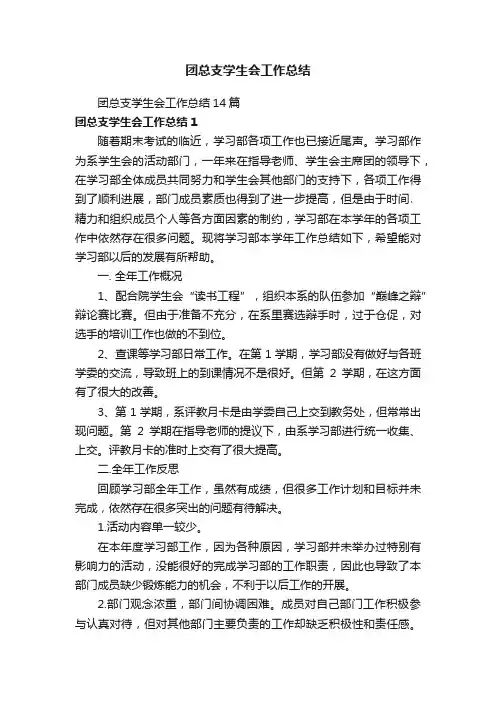 团总支学生会工作总结14篇