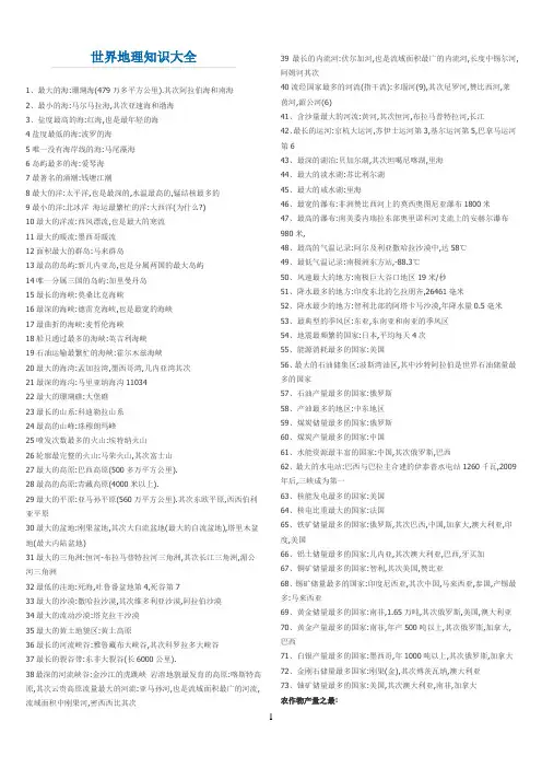 世界地理知识之最大全130条