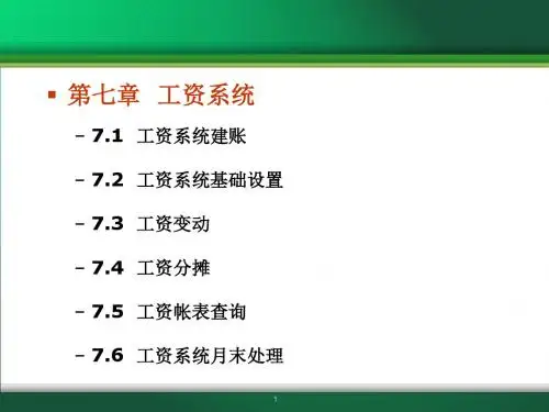 财务软件应用实务 第7章 工资系统