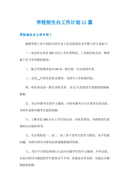 学校招生办工作计划11篇