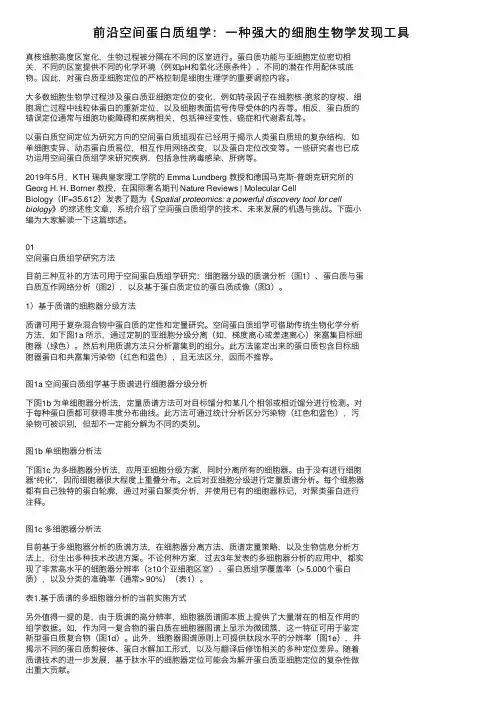 前沿空间蛋白质组学：一种强大的细胞生物学发现工具