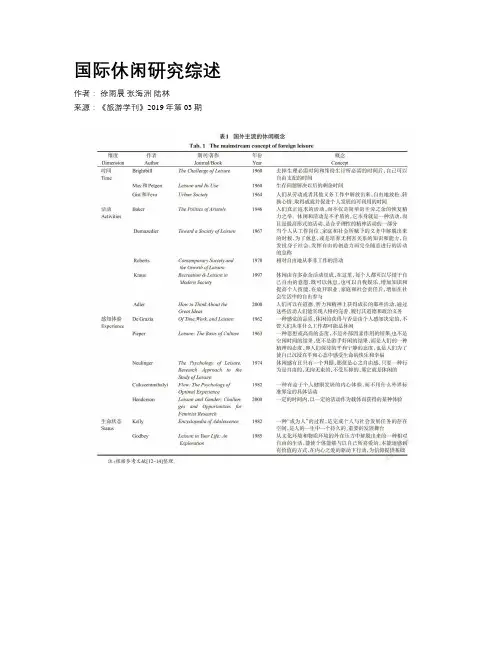 国际休闲研究综述