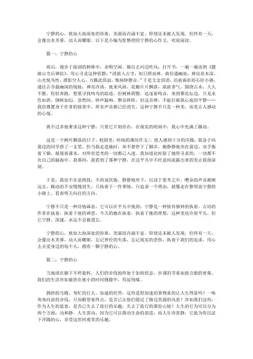 宁静的心作文
