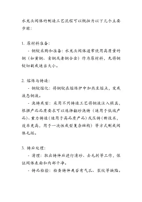 水龙头阀体制造工艺流程