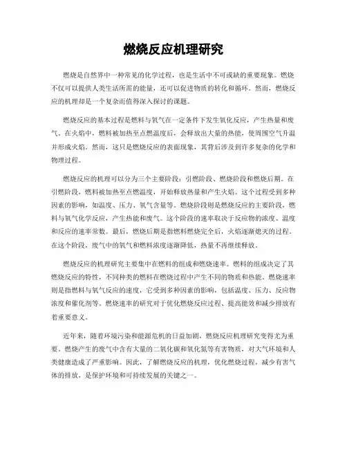 燃烧反应机理研究