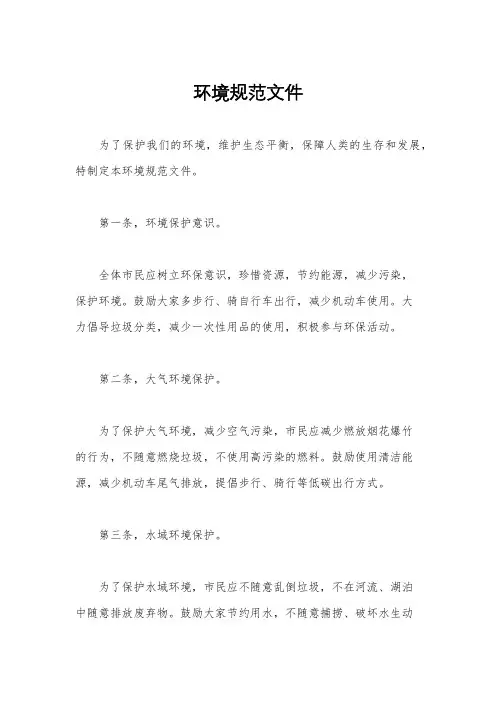 环境规范文件