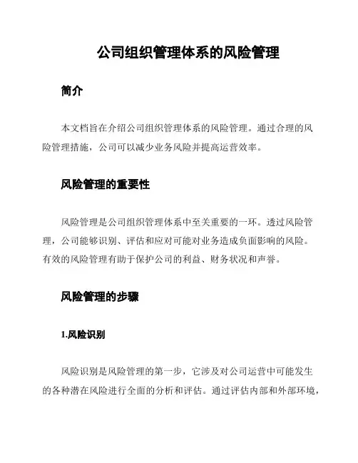 公司组织管理体系的风险管理