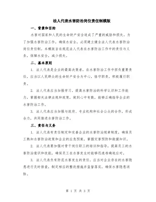 法人代表水害防治岗位责任制模版