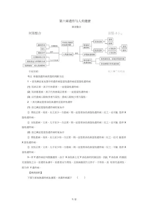 高中生物第六章遗传与人类降章末整合同步备课教学案浙科版必修