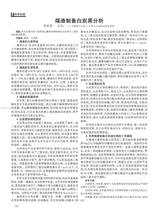 煤渣制备白炭黑分析