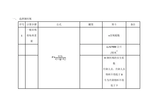 2、多绳摩擦提升机设计计算选择钢丝绳