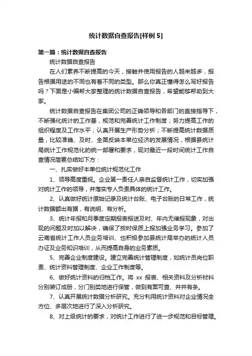统计数据自查报告[样例5]