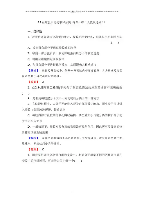 高中生物5.3血红蛋白的提取和分离精编每课一练(人教版选修1)
