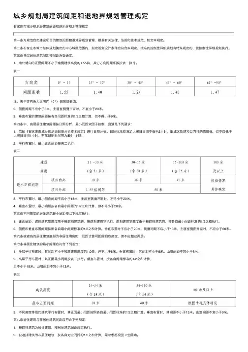 城乡规划局建筑间距和退地界规划管理规定