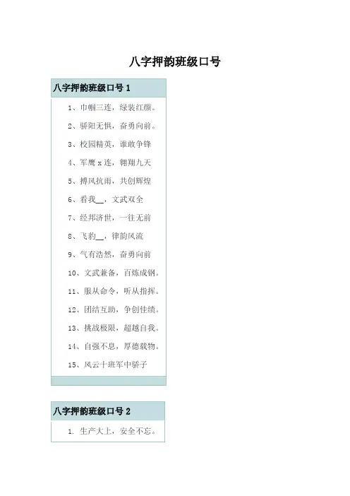 八字押韵班级口号