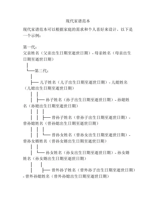 现代家谱范本