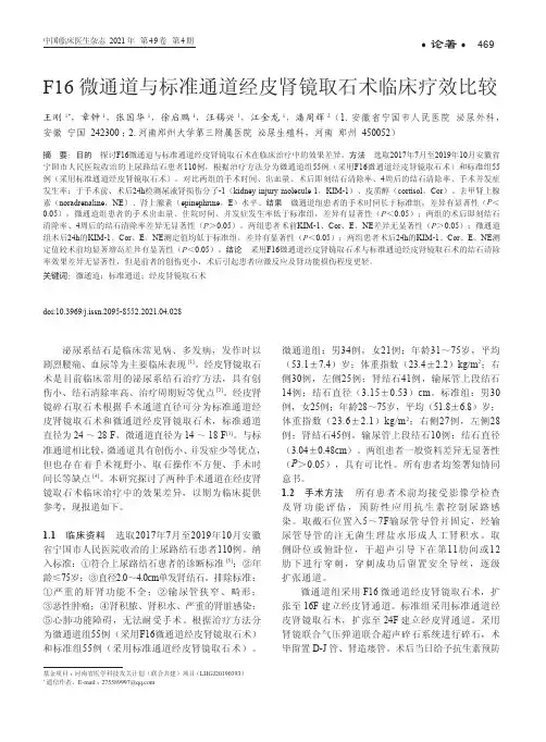 F16微通道与标准通道经皮肾镜取石术临床疗效比较