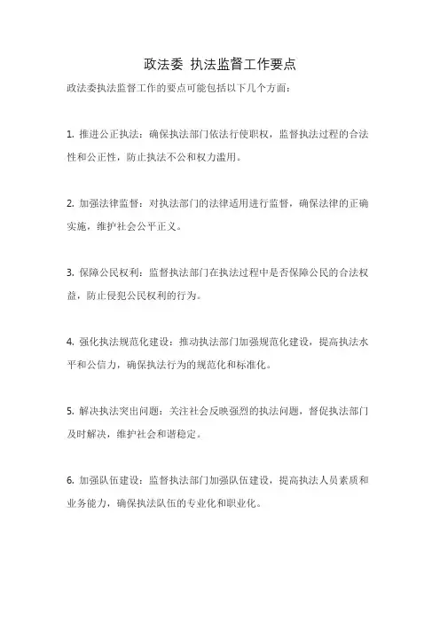 政法委 执法监督工作要点