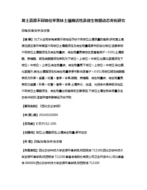 黄土高原不同坡位苹果林土壤酶活性及微生物量动态变化研究