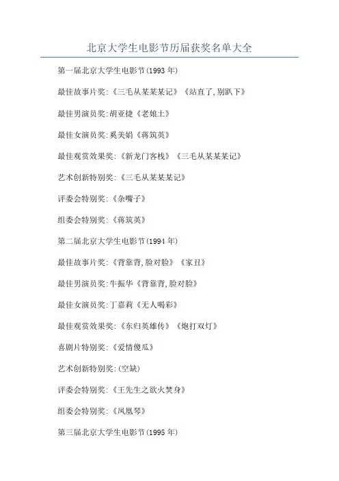 北京大学生电影节历届获奖名单大全
