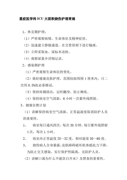 重症医学科ICU大面积烧伤护理常规