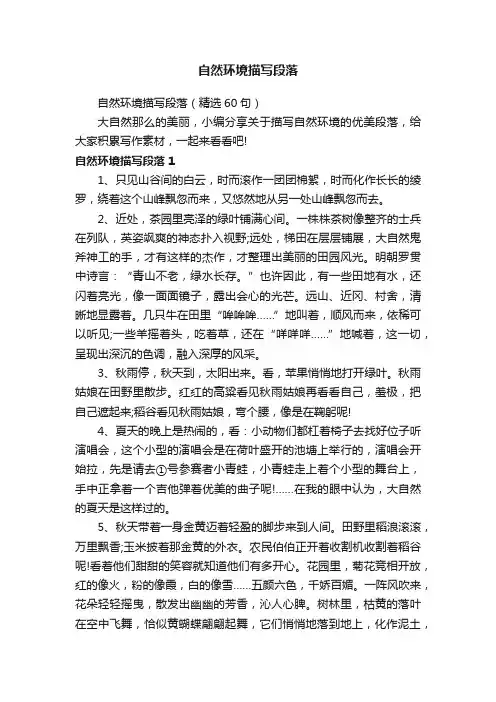 自然环境描写段落（精选60句）
